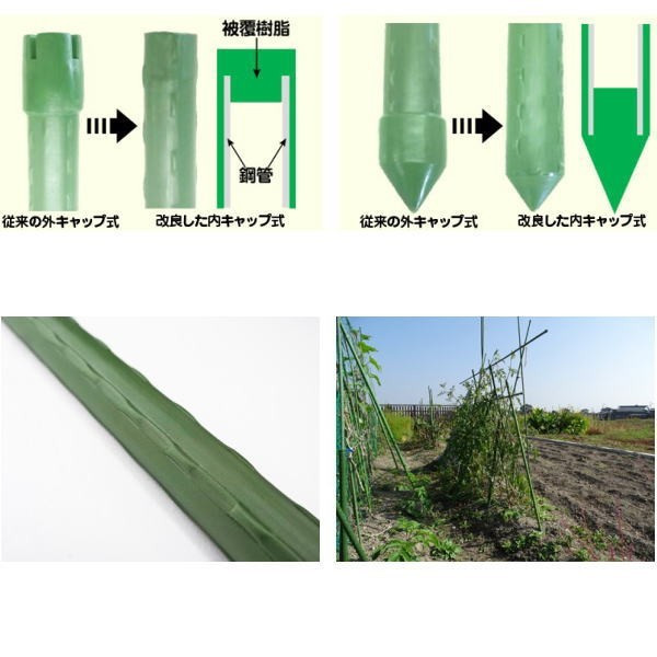 シンセイ 園芸支柱 イボ付 内キャップ式 20Φ×2100mm 50本組 鋼管ポール 農竹 イボ竹 園芸用支柱 | 工具のプロショップマルハンズ